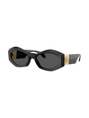 New Authentic Versace Womens Black Rectangle Acetate Sunglasses